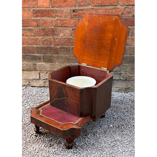 11 - VICTORIAN MAHOGANY BOX COMMODE ON SCROLL FEET