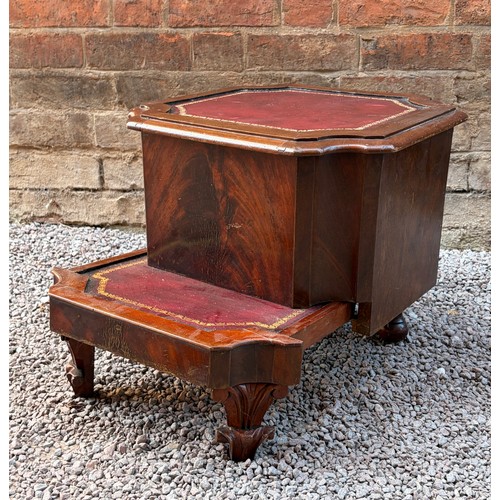 11 - VICTORIAN MAHOGANY BOX COMMODE ON SCROLL FEET