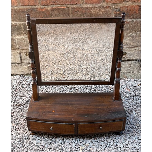 21 - REGENCY MAHOGANY TOILET MIRROR WITH DOUBLE DRAWER BASE