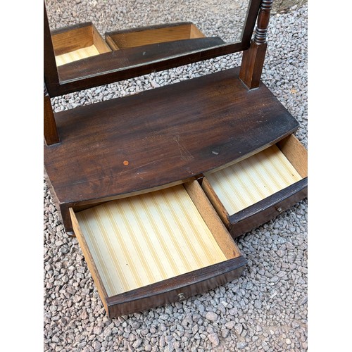 21 - REGENCY MAHOGANY TOILET MIRROR WITH DOUBLE DRAWER BASE