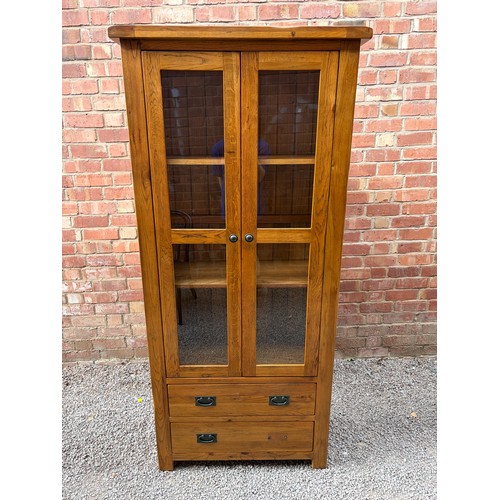 42 - OAK GLAZED DISPLAY CABINET WITH DRAWER BASE
