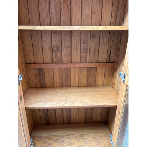 42 - OAK GLAZED DISPLAY CABINET WITH DRAWER BASE