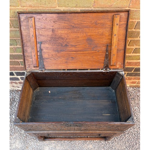 26 - OAK 17TH CENTURY STYLE CARVED BIBLE BOX ON STAND