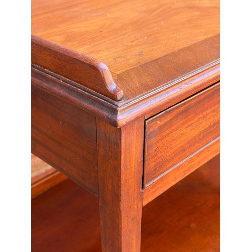 22 - MAHOGANY 3/4 GALLERY BACKED SIDE TABLE/TROLLEY