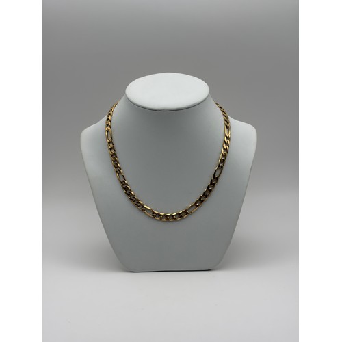 498 - 9CT GOLD FLAT CURB LINK NECK CHAIN WITH LOBSTER CLAW FASTENER 40G APPROX.