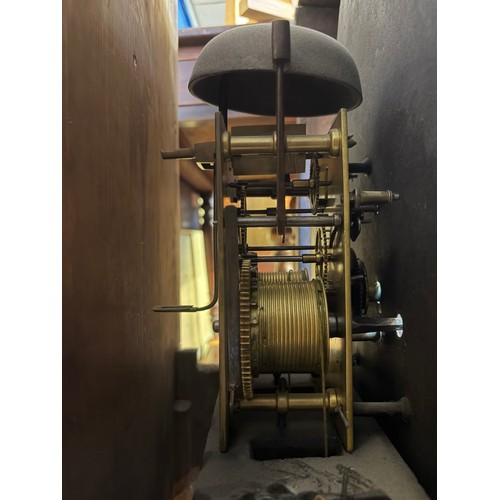 14 - 19TH CENTURY OAK LONGCASE CLOCK WITH PAINTED DIAL AND EIGHT DAY MOVEMENT