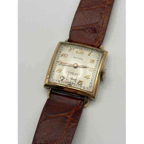 555 - LADIES SERVICES DATE ADJUST WRISTWATCH AND 10K RGP AMERICAN GOTHAM SQUARE FACE WRISTWATCH ON LEATHER... 