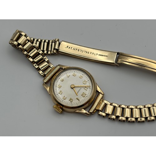 556 - LADIES TISSOT 9CT GOLD WATCH ON 9CT GOLD BRACELET STRAP 20G OVERALL