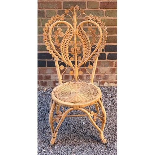 2 - RATTAN WORK HEART SHAPED PEACOCK CHAIR