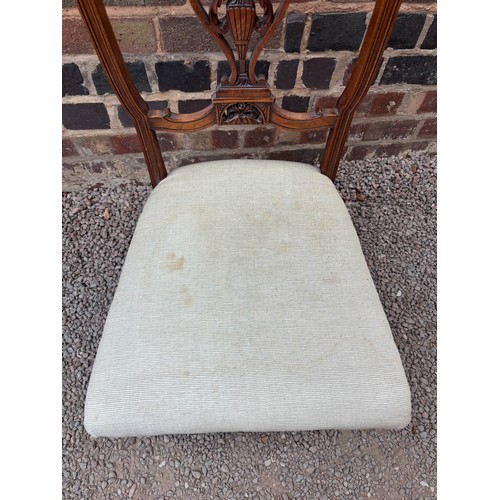 37 - EDWARDIAN WALNUT CARVED SMALL NURSING CHAIR