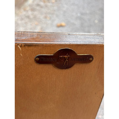 58 - MID CENTURY SIDEBOARD WITH TAMBOUR SLATTED COMPARTMENT