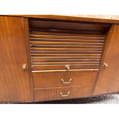 58 - MID CENTURY SIDEBOARD WITH TAMBOUR SLATTED COMPARTMENT