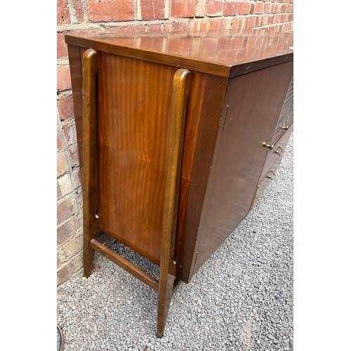 58 - MID CENTURY SIDEBOARD WITH TAMBOUR SLATTED COMPARTMENT