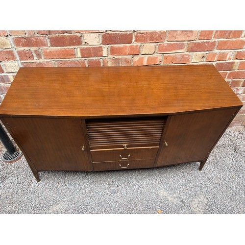 58 - MID CENTURY SIDEBOARD WITH TAMBOUR SLATTED COMPARTMENT