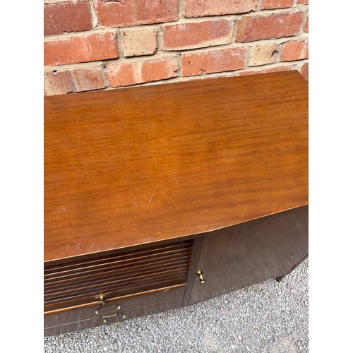 58 - MID CENTURY SIDEBOARD WITH TAMBOUR SLATTED COMPARTMENT