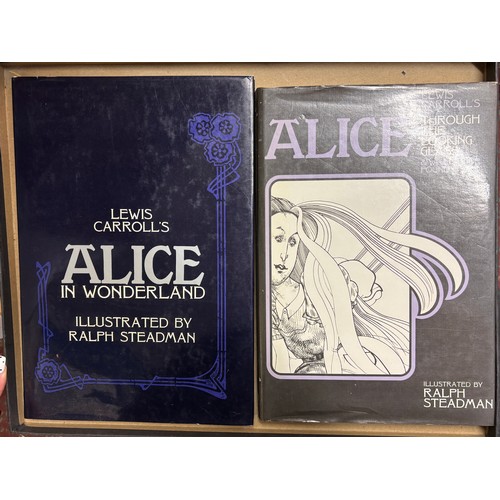 559 - ALICE THROUGH THE LOOKING GLASS AND ALICE IN WONDERLAND DOUBLE BOOK SET BY RALPH STEADMAN AND THE TH...