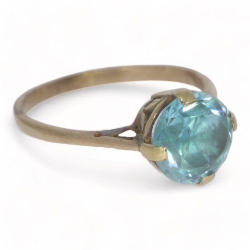 60 - A mid twentieth century single stone blue zircon set dress ring
The round faceted zircon measures ap... 