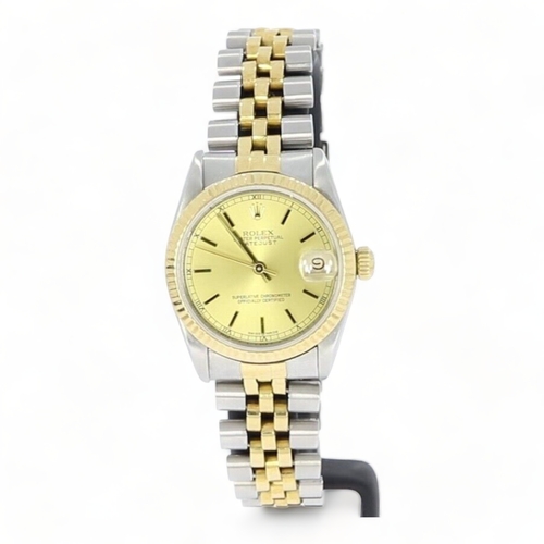 103 - Rolex Ladies Datejust 31mm Midi Box & Papers Gold Sunburst Baton Dial Ref. 68273
-Nice clean watch, ... 