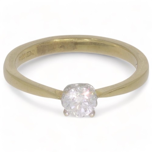 129 - A 18ct yellow gold and rhodium plated single stone diamond ring
1 stone, Round brilliant cut. Colour... 