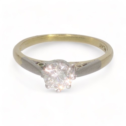 145 - A 18ct yellow and white gold single stone diamond ring
1 stone, Round brilliant cut. Colour: I/J. Cl... 