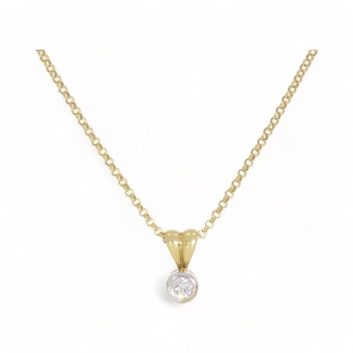 146 - A 18ct yellow and white sold single stone diamond pendant and chain No.
9
1 stone, Round brilliant c... 