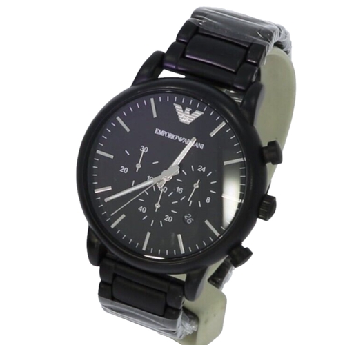 176 - EMPORIO ARMANI AR1895 BLACK STAINLESS STEEL CHRONOGRAPH WATCH
good condition like new the strap has ... 