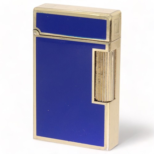 216 - S T Dupant lighter with a blue and gold design