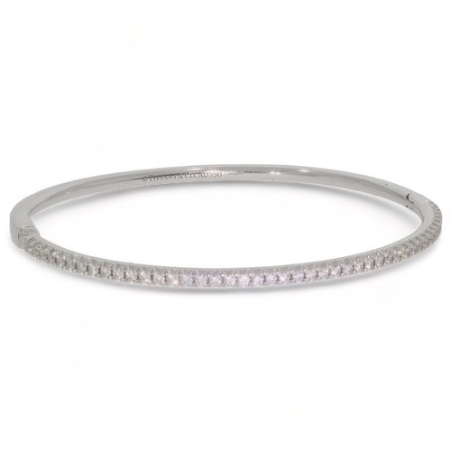 224 - TIFFANY AND CO Diamond-Set 'Metro' Bangle 18ct White Gold With Tiffany Box size medium