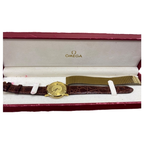 223 - Omega De Ville 73201412
32mm
Gold Dial with Date
18ct Gold Case
Quartz Movement
Brown Crocodile Stra... 