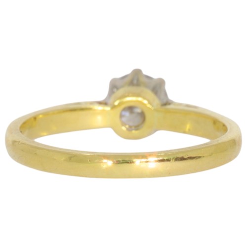 16 - 18ct gold diamond single-stone ring. Set with a brilliant cut diamond of 0.50ct calculated weight, a... 