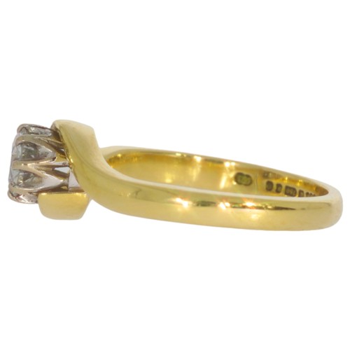 18 - 18ct gold diamond single-stone ring. Set with a old European cut diamond of 0.40ct calculated weight... 