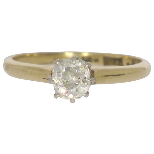 122 - Antique diamond single-stone ring, Set with an old mine cut diamond of 0.51ct calculated weight, ass... 