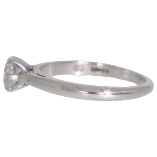 247 - Platinum diamond single-stone ring. Set with a brilliant cut diamond of 0.60ct calculated weight, as... 