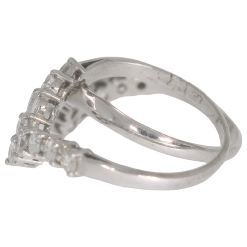 282 - Set of two 18ct white gold diamond wishbone rings. Set with brilliant cut diamonds of 1.17ct total c... 