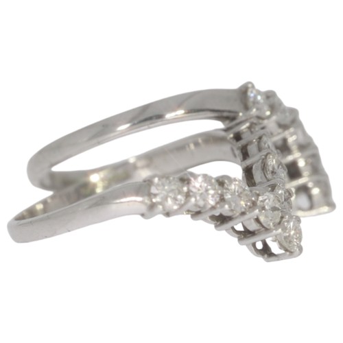 282 - Set of two 18ct white gold diamond wishbone rings. Set with brilliant cut diamonds of 1.17ct total c... 