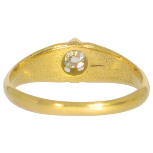 19 - 18ct gold diamond single-stone ring. Set with an old mine cut diamond of 0.34ct calculated weight, a... 