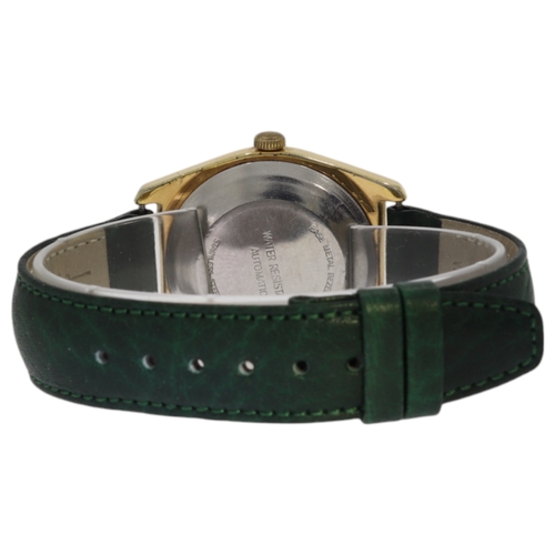 302 - Vintage Saga Mens 
Swiss Watch 
Automatic 
35mm
Green Leather Strap 
Stainless Steel Back