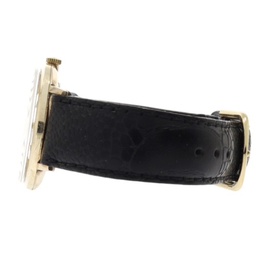 141 - Bulova Longchamp 
9ct Casing With Black Leather Strap 
Personalisation Engraved On The Back Of The W... 