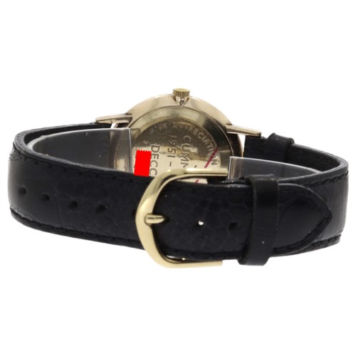 141 - Bulova Longchamp 
9ct Casing With Black Leather Strap 
Personalisation Engraved On The Back Of The W... 