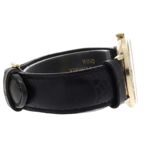 141 - Bulova Longchamp 
9ct Casing With Black Leather Strap 
Personalisation Engraved On The Back Of The W... 