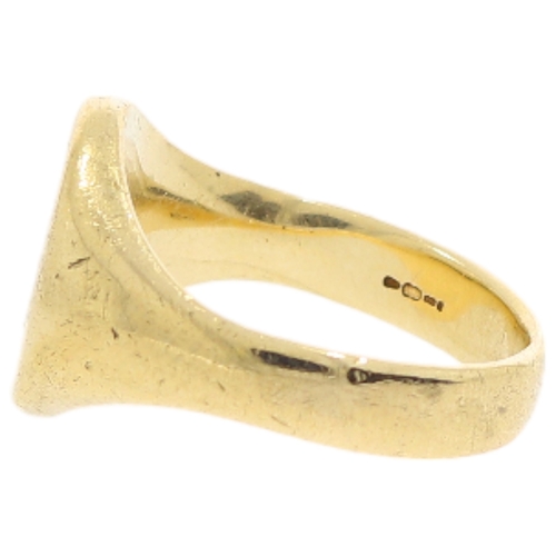 91 - 9ct Yellow Gold Signet Ring With Design Weight 8.7 Grams  Finger Size O