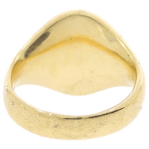 91 - 9ct Yellow Gold Signet Ring With Design Weight 8.7 Grams  Finger Size O