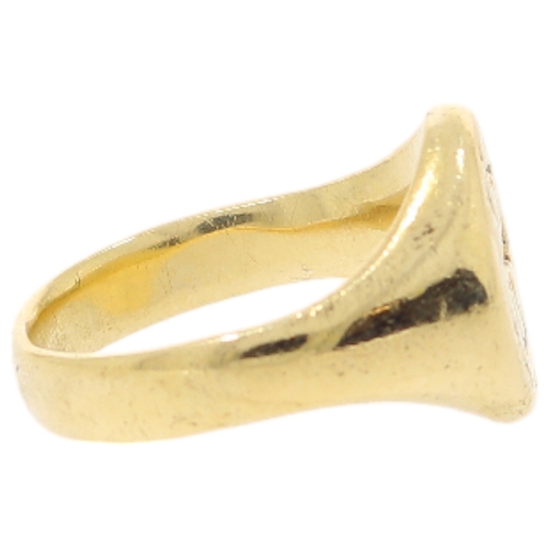 91 - 9ct Yellow Gold Signet Ring With Design Weight 8.7 Grams  Finger Size O