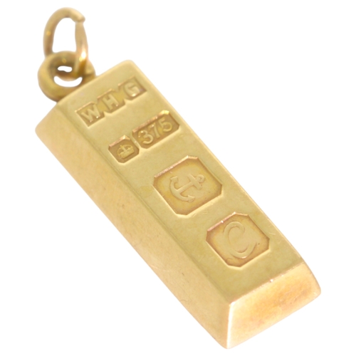 91 - 9ct Yellow Gold Bar Charm 3.7 Grams Length 22mm