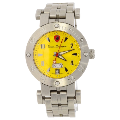 98 - Tonino Lamborghini 1962.24 
Automatic 
Stainless Steel 
38mm 
Yellow Dial 
Date Indicator 
2004 
Ful... 