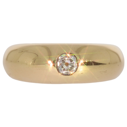 102 - Rose Gold Metal Tested As 9ct Single Diamond Old Cut Stone Ring 20.3 Grams Finger Size W