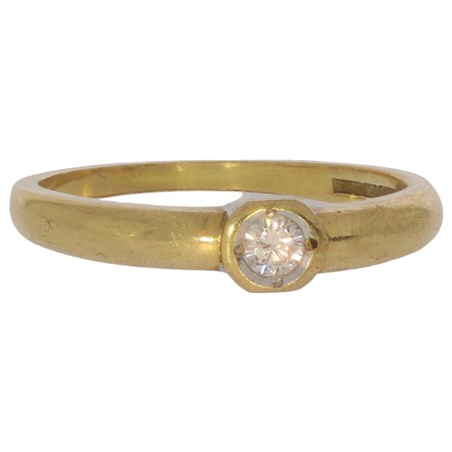 56 - 9ct gold diamond single-stone ring. Set with round brilliant cut diamond of approximately 0.16ct, as... 