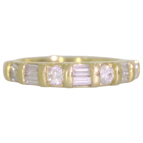 9 - 18ct gold diamond half-eternity ring. Set with brilliant cut diamonds of 0.5ct total calculated weig... 