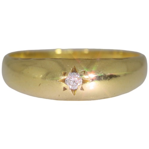 55 - 9ct gold diamond single-stone ring. Set with a brilliant cut diamond of 0.07ct calculated weight, as... 