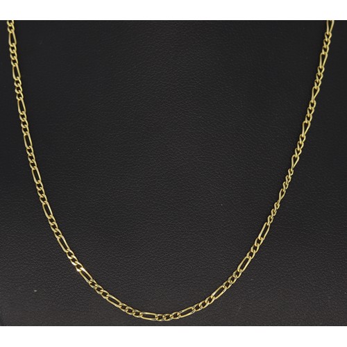 157 - Yellow Metal Stamped '750' Tested As 18ct Figaro Chain Length 20Inch Weight 2.5 Grams